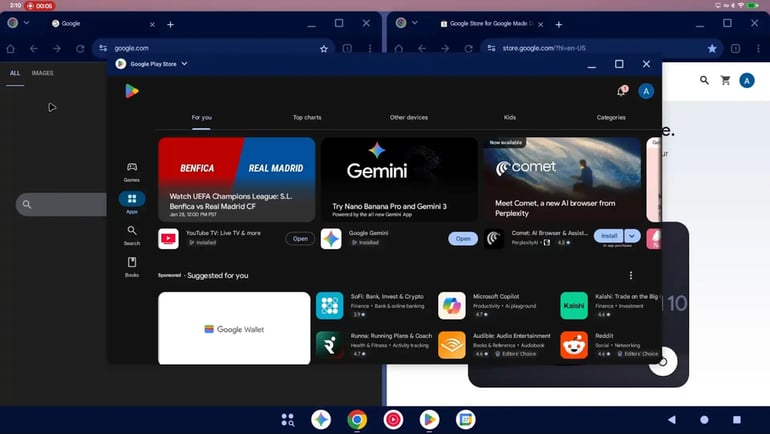 The desktop experience of Android 16 QPR3 Beta 2, as shown in screenshots