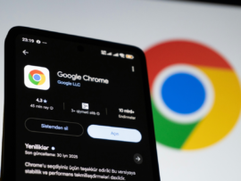 Google chrome app on a smartphone with logo