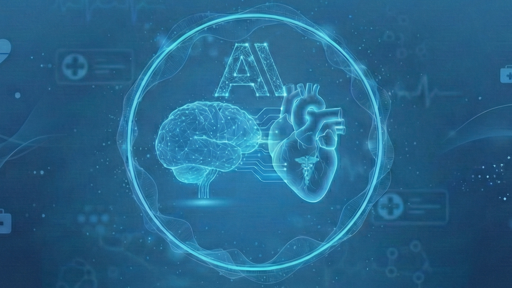 AI hologram with brain and heart.