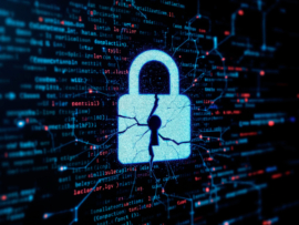 Cracked lock with binary code.