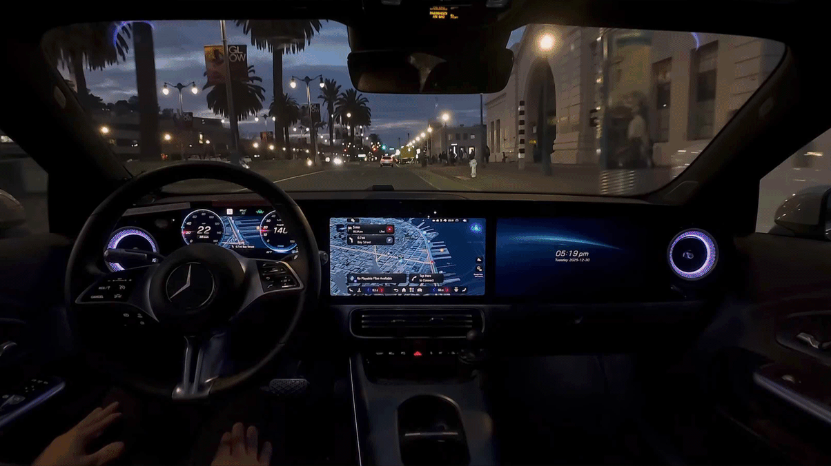 A driverless car in the highway created by NVIDIA.