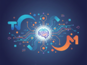 Abstract digital illustration of a glowing brain connected to a circuit network.