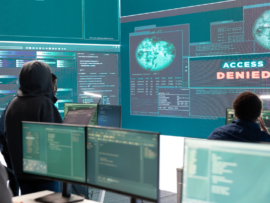 Team of IT professionals getting a system notification access denied.