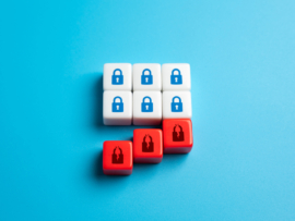 Wooden blocks mimicing falling security system.