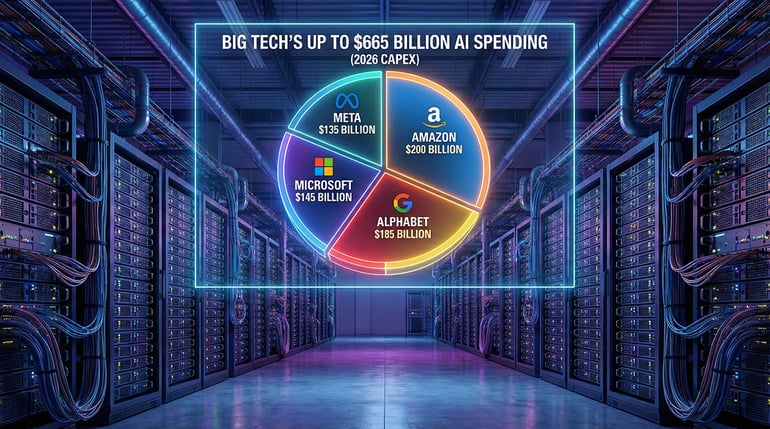 Pie chart representing AI spending of big tech companies.