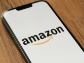 mobile phone with Amazon on screen