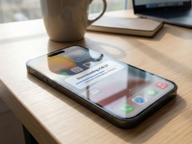 smartphone with ios 27 downloading in the screen