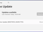 Screenshot of the Windows Update settings page showing the 2026-01 Preview Update downloading at 6%.