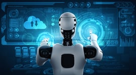 An AI robot controlling data management.