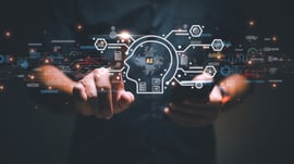 Futuristic AI technology virtual screen interface.