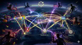 An interconnected worldwide network between Google, Microsoft, Amazon, and other platforms.