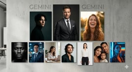 Gemini AI with portraits of people with AI-generated styling.