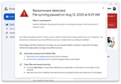 Google Drive notification about a ransomware detection.