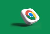 Google Chrome icon on green background.