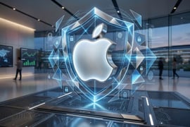 apple logo in hologram