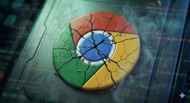 The Google Chrome icon broken into pieces.