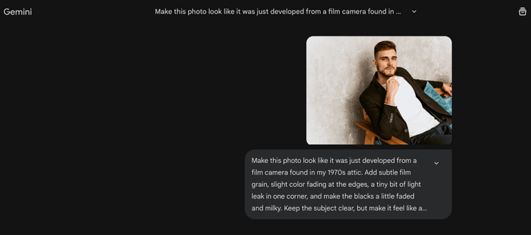 Gemini prompt for a picture of a man.