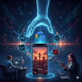 AI technology on smartphone used for photo editing.