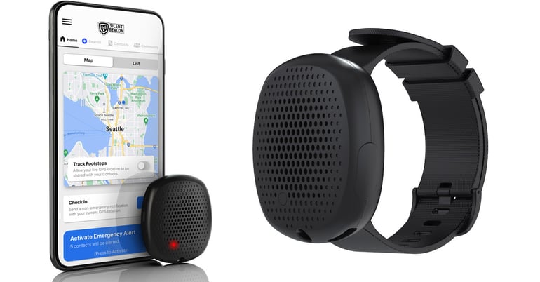Silent Beacon emergency response device and iOS app.
