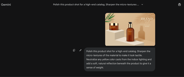 Gemini prompt for a perfume brand.
