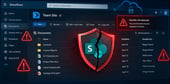 SharePoint with a notification about a security risk detected.
