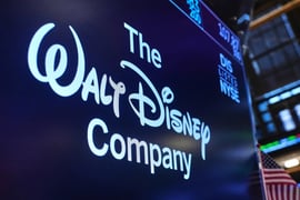 The Walt Disney Company displayed on a huge monitor.