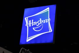 The Hasbro logo on a dark background.