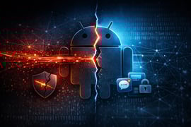 Android icon being vulnerable against cyberattack.