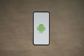 An android phone with the Bugdroid icon on the screen.