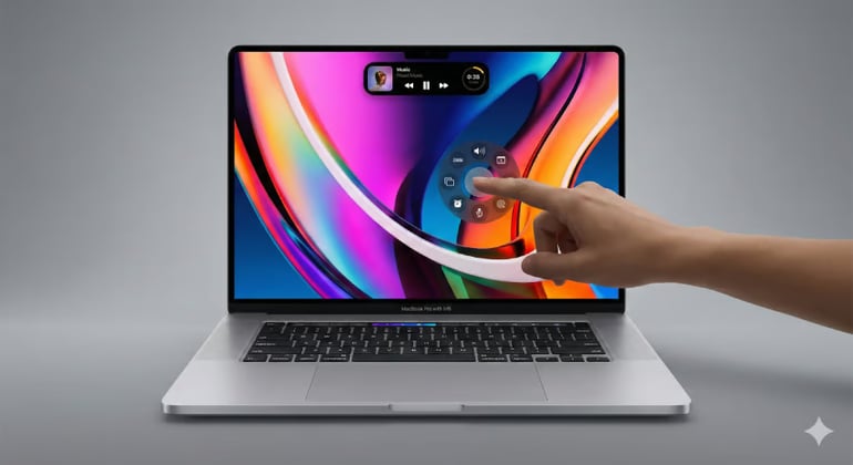 MacBook with an OLED touchscreen display.