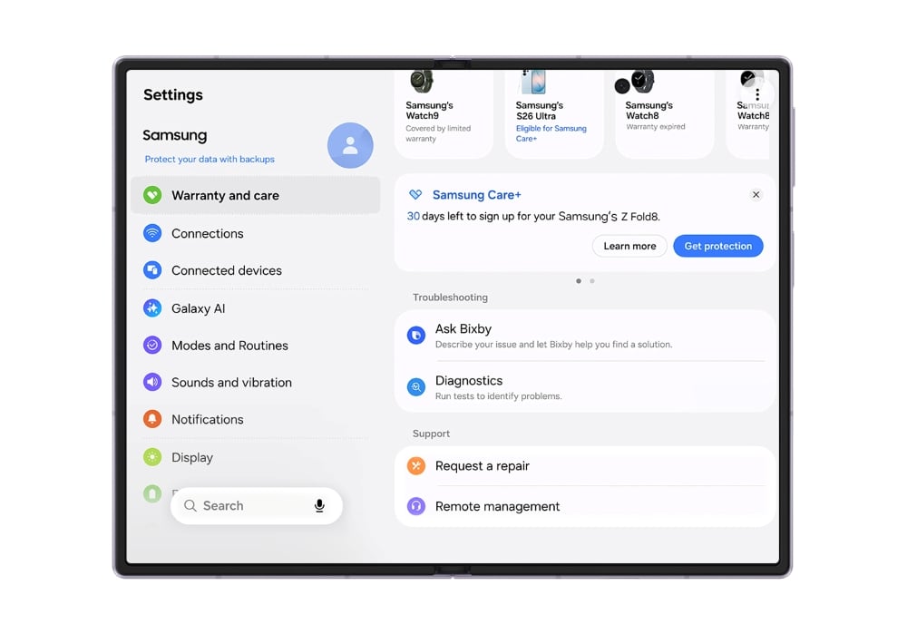 Samsung One UI 9 Puts Warranty Checks and Repair Support Right in Settings